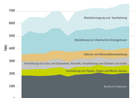 Die energieintensiven Sektoren des verarbeitenden Gewerbes haben in den vergangenen Jahren bis 2017 ihren Energieverbrauch eher erhöht als reduziert.